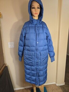 The Great x Eddie Bauer Blue Long Puffer Hooded Coat - Women Size XS